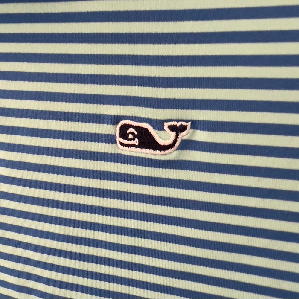 Vineyard Vines Blue Polo Shirt with Subtle Stripes - Picture 3 of 8